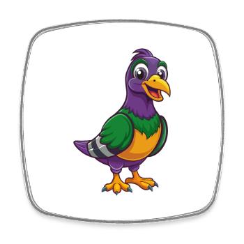 Taube Lustige Kawaii Cartoon Figur Clipart - Viereckiger Kühlschrankmagnet - Weiß - Vorne