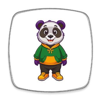 Panda Lustige Kawaii Cartoon Figur Clipart - Viereckiger Kühlschrankmagnet - Weiß - Vorne
