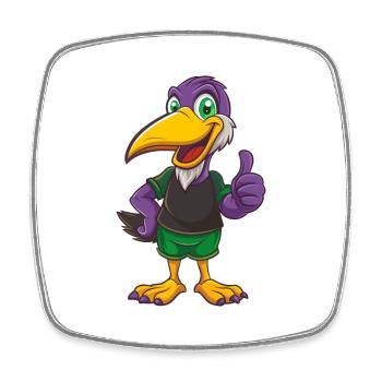 Pelican Funny Kawaii Cartoon Character Clipart - Square fridge magnet - white - Front