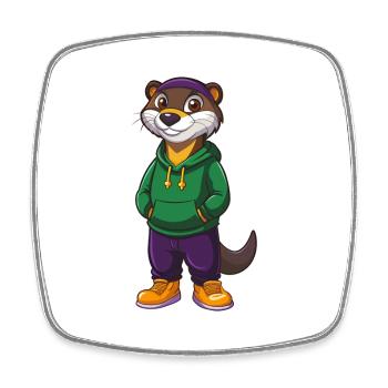 Otter Lustige Kawaii Cartoon Figur Clipart - Viereckiger Kühlschrankmagnet - Weiß - Vorne