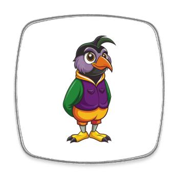 Quail Funny Kawaii Cartoon Character Clipart - Square fridge magnet - white - Front
