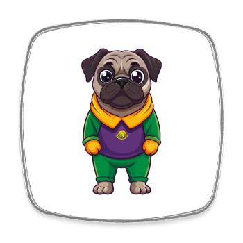 Mops Hund Lustige Kawaii Cartoon Figur Clipart - Viereckiger Kühlschrankmagnet - Weiß - Vorne