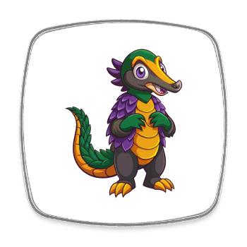 Pangolin Lustige Kawaii Cartoon Figur Clipart - Viereckiger Kühlschrankmagnet - Weiß - Vorne