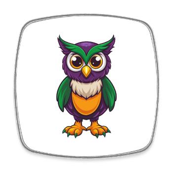 Owl Funny Kawaii Cartoon Character Clipart - Square fridge magnet - white - Front