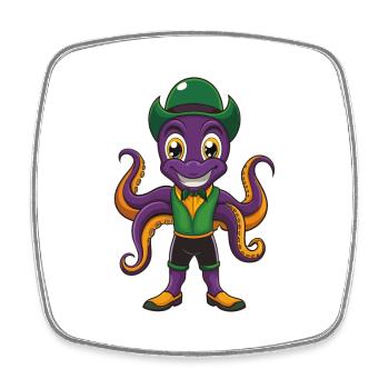 Octopus Funny Kawaii Cartoon Character Clipart - Square fridge magnet - white - Front