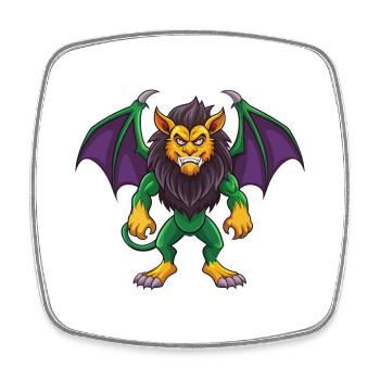 Manticore drôle Kawaii dessin animé Personnage Clipart - Magnet carré - blanc - Devant