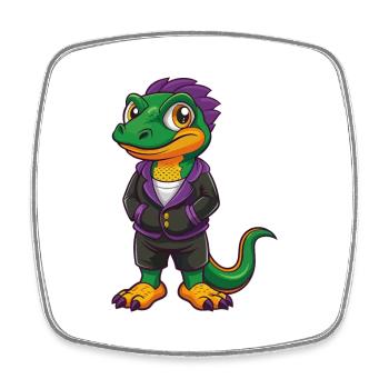 Lizard Funny Kawaii Cartoon Character Clipart - Square fridge magnet - white - Front