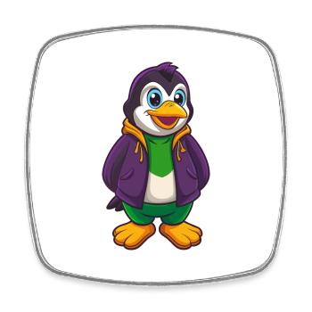 Penguin Funny Kawaii Cartoon Character Clipart - Square fridge magnet - white - Front