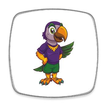 Papagei Lustige Kawaii Cartoon Figur Clipart - Viereckiger Kühlschrankmagnet - Weiß - Vorne