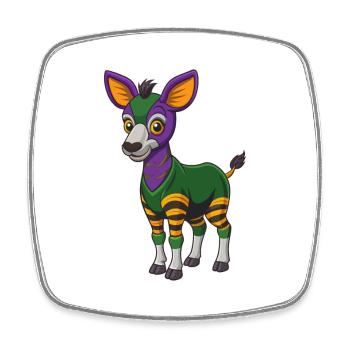 Okapi Funny Kawaii Cartoon Character Clipart - Square fridge magnet - white - Front