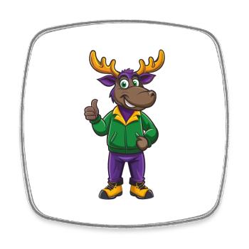 Moose Funny Kawaii Cartoon Character Clipart - Square fridge magnet - white - Front