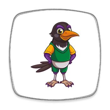 Magpie Drôle Kawaii Dessin animé Personnage Clipart - Magnet carré - blanc - Devant