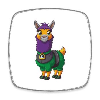 Llama Funny Kawaii Cartoon Character Clipart - Square fridge magnet - white - Front