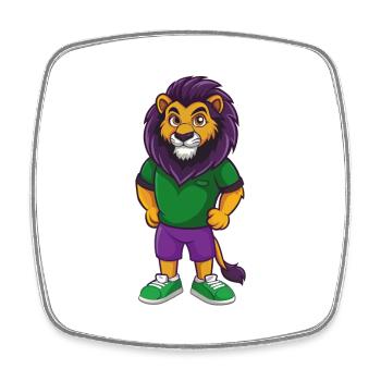 Lion Drôle Kawaii Dessin Animé Personnage Clipart - Magnet carré - blanc - Devant