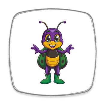 Ladybug Funny Kawaii Cartoon Character Clipart - Square fridge magnet - white - Front