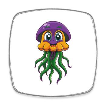méduse drôle Kawaii dessin animé Personnage Clipart - Magnet carré - blanc - Devant