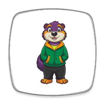 Marmot Funny Kawaii Cartoon Character Clipart - Square fridge magnet - white - Front
