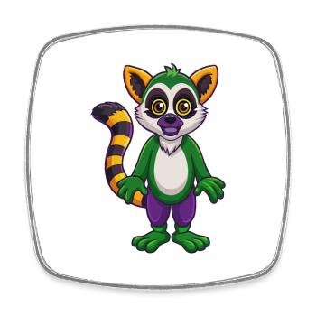 Lemur Funny Kawaii Cartoon Character Clipart - Square fridge magnet - white - Front