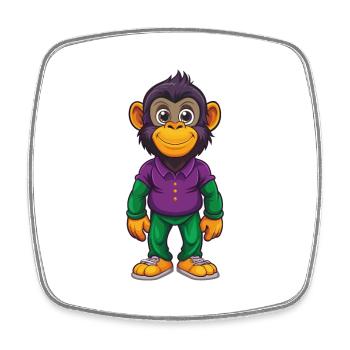 Bonobo Funny Kawaii Cartoon Character Clipart - Square fridge magnet - white - Front