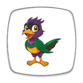 Cuckoo Bird Funny Kawaii Cartoon Character Clipart - Square fridge magnet - white - Front