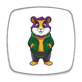 Hamster Lustige Kawaii Cartoon Figur Clipart - Viereckiger Kühlschrankmagnet - Weiß - Vorne