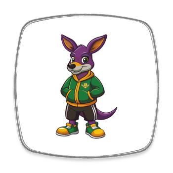 Kangourou drôle Kawaii dessin animé Personnage Clipart - Magnet carré - blanc - Devant