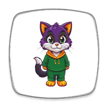 Kitten Funny Kawaii Cartoon Character Clipart - Square fridge magnet - white - Front