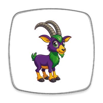 Steinbock Lustige Kawaii Cartoon Figur Clipart - Viereckiger Kühlschrankmagnet - Weiß - Vorne