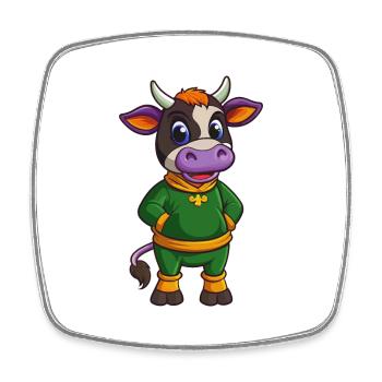 Cow Funny Kawaii Cartoon Character Clipart - Square fridge magnet - white - Front