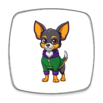 Chihuahua Dog Funny Kawaii Cartoon Character - Square fridge magnet - white - Front