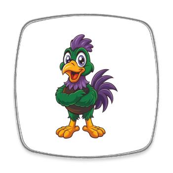 Huhn Lustige Kawaii Cartoon Figur Clipart - Viereckiger Kühlschrankmagnet - Weiß - Vorne