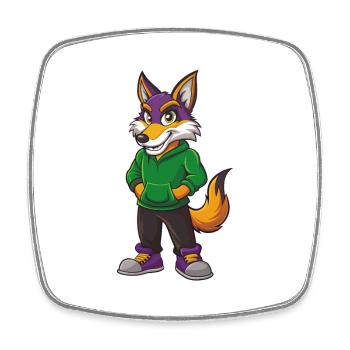 Kojote Lustige Kawaii Cartoon Figur Clipart - Viereckiger Kühlschrankmagnet - Weiß - Vorne