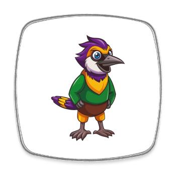 Jay Bird Lustige Kawaii Cartoon Figur Clipart - Viereckiger Kühlschrankmagnet - Weiß - Vorne