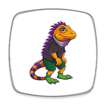 Iguana Funny Kawaii Cartoon Character Clipart - Square fridge magnet - white - Front