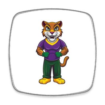 Cougar Funny Kawaii Cartoon Character Clipart - Square fridge magnet - white - Front