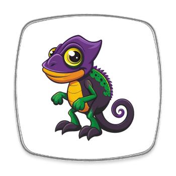 Chameleon Funny Kawaii Cartoon Character Clipart - Square fridge magnet - white - Front