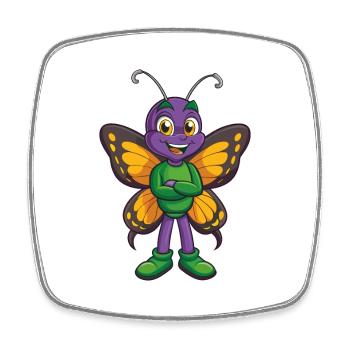 papillon drôle kawaii personnage de dessin animé clipart - Magnet carré - blanc - Devant
