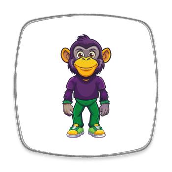 Chimpanzé Drôle Kawaii Dessin animé Personnage Clipart - Magnet carré - blanc - Devant