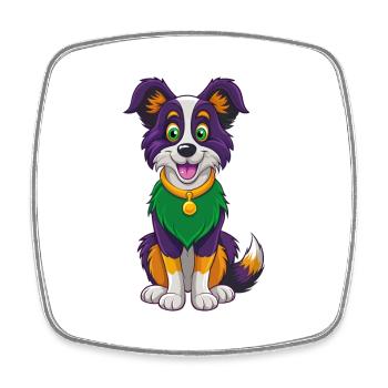 Border Collie Hund Lustige Kawaii Cartoon Clipart - Viereckiger Kühlschrankmagnet - Weiß - Vorne
