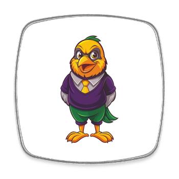 Canari oiseau drôle Kawaii dessin animé Personnage Clipart - Magnet carré - blanc - Devant