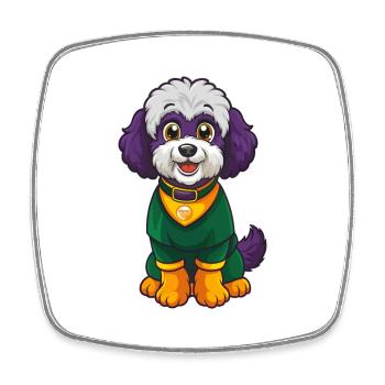 Bichon Frise Dog Funny Kawaii Cartoon Character - Square fridge magnet - white - Front