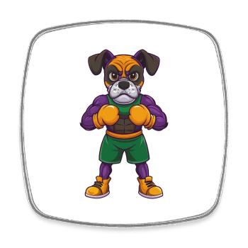 Boxer Chien Drôle Kawaii Dessin Animé Personnage Clipart - Magnet carré - blanc - Devant
