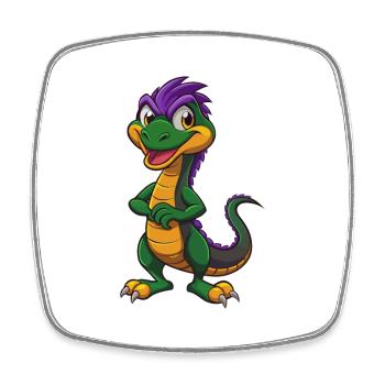 Basilic drôle Kawaii dessin animé Personnage Clipart - Magnet carré - blanc - Devant
