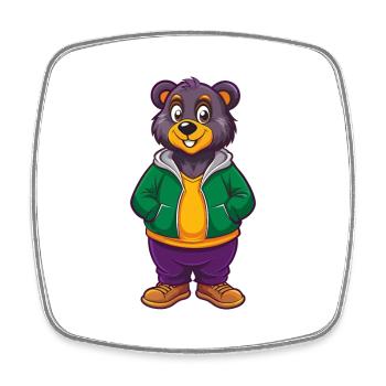 Bear Funny Kawaii Cartoon Character Clipart - Square fridge magnet - white - Front