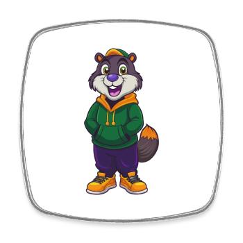 Biber Lustige Kawaii Cartoon Figur Clipart - Viereckiger Kühlschrankmagnet - Weiß - Vorne