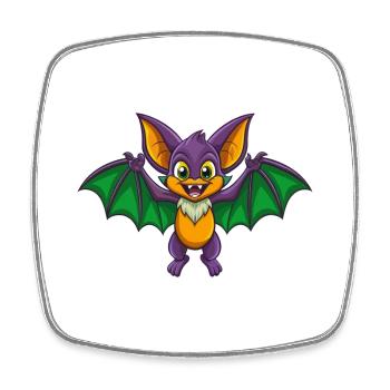 Chauve-souris drôle Kawaii dessin animé Personnage Clipart - Magnet carré - blanc - Devant
