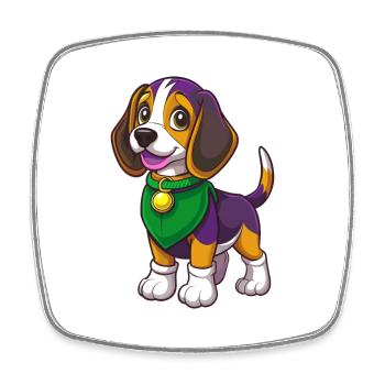 Beagle Dog Funny Kawaii Cartoon Character Clipart - Square fridge magnet - white - Front