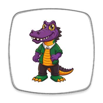 Alligator Lustige Kawaii Cartoon Figur Clipart - Viereckiger Kühlschrankmagnet - Weiß - Vorne