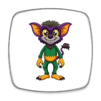 Aye Aye Lustige Kawaii Cartoon Figur Clipart - Viereckiger Kühlschrankmagnet - Weiß - Vorne