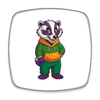 blaireau drôle Kawaii dessin animé Personnage Clipart - Magnet carré - blanc - Devant